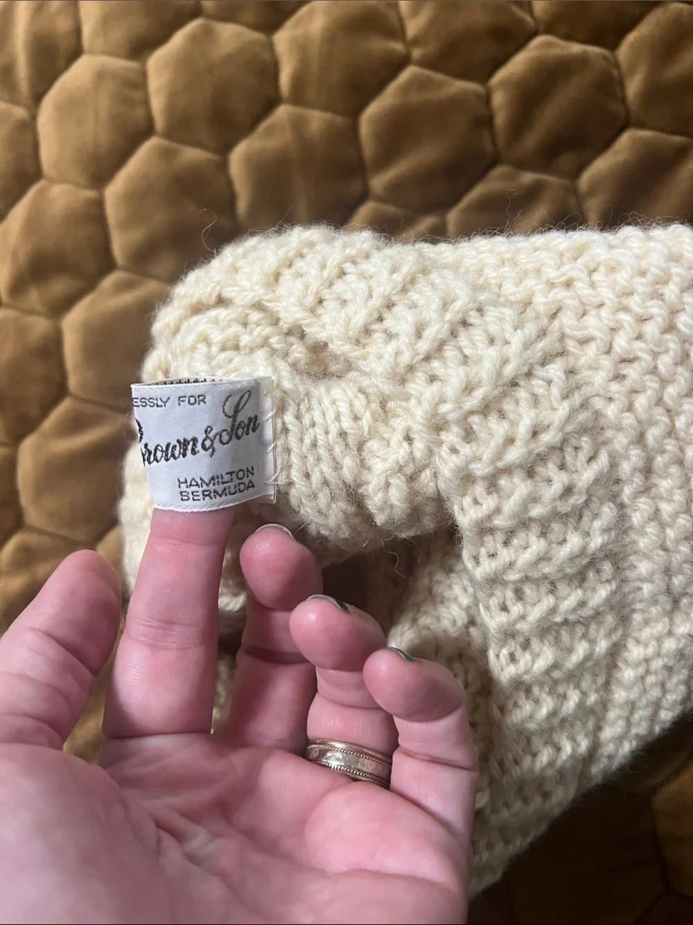 Pure Wool Youth Cream Knit Vintage Pom-Pom Beret for Archie Brown & Sons